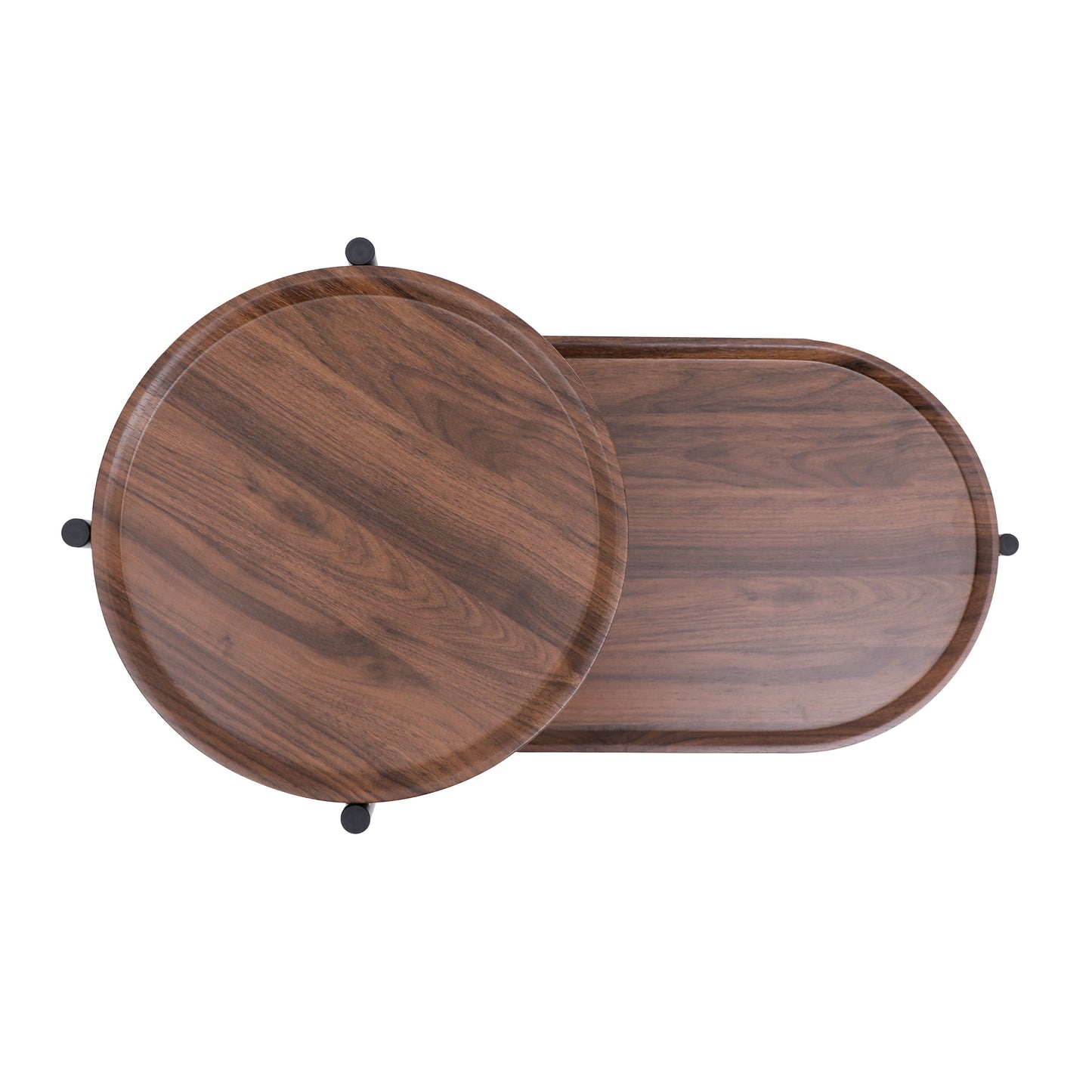 Small Coffee Tables 2 Tier Modern Sofa Side Table With Wood Storage Shelf Living Room End Tables Nightstands - Walnut Brown