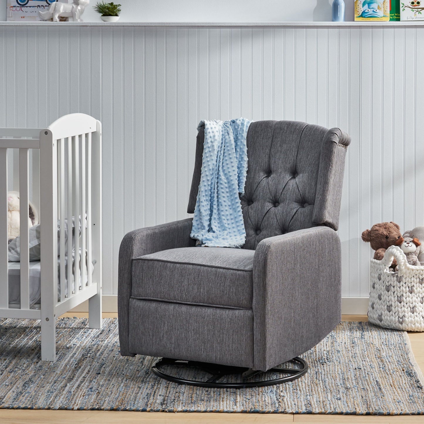 Classic Design, Manual Recliner Chair With 360 Degree Swivel - Charcoal