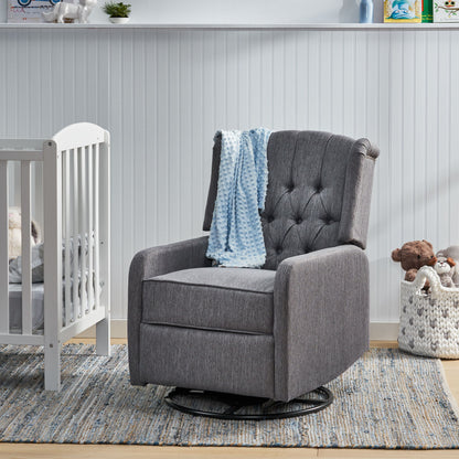 Classic Design, Manual Recliner Chair With 360 Degree Swivel - Charcoal