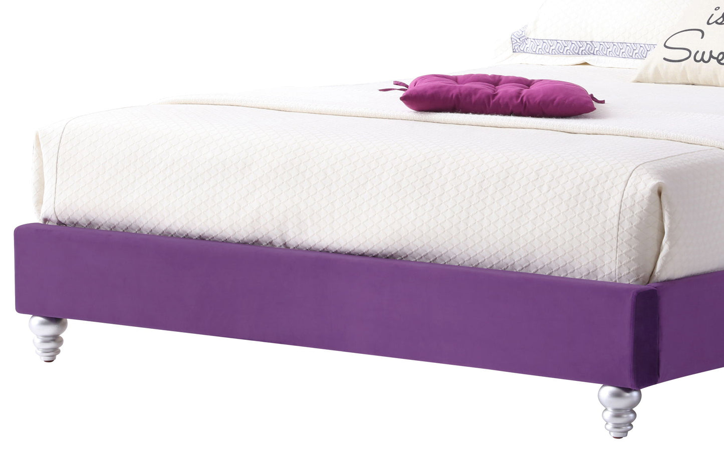 Queen Elegant Transitional Upholstered Bed - Purple