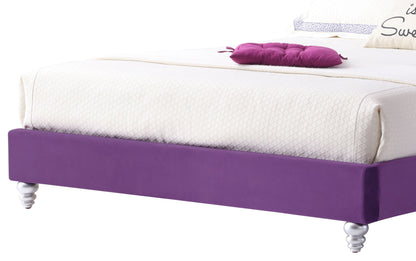 Queen Elegant Transitional Upholstered Bed - Purple