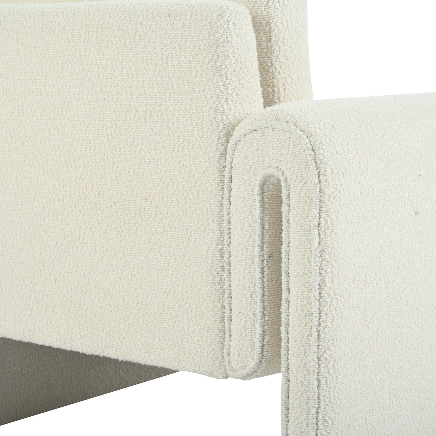 Modern Boucle Upholstered Accent Chair Luxurious Comfort & Sturdy Support, Solid Wood Frame - Ivory