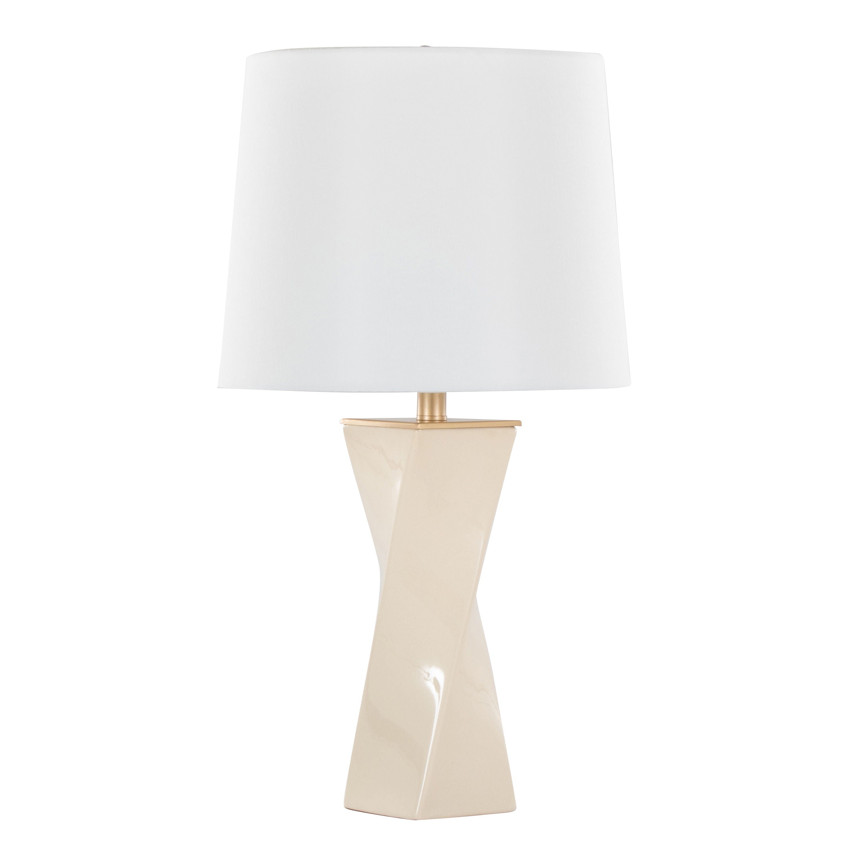 Curvo - Square Contemporary Table Lamp - Cream / Gold / White