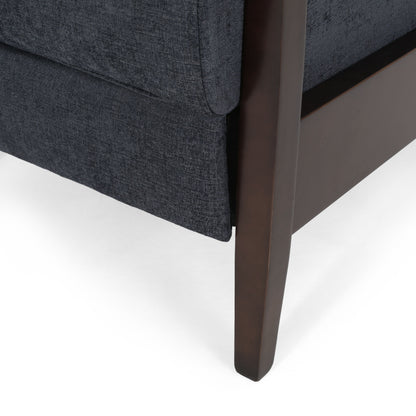 Wide Wood Hand Manual Club Recliner - Charcoal