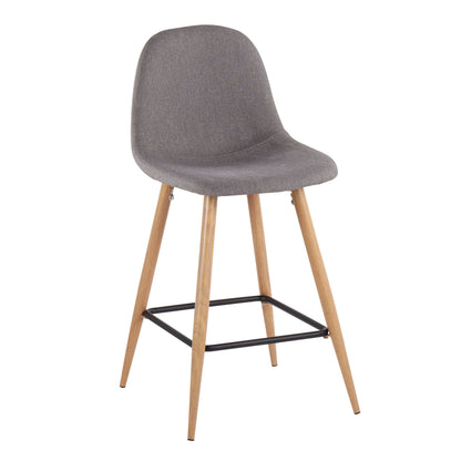 Pebble - Mid-Century Modern Counter Stool (Set of 2) - Natural / Charcoal