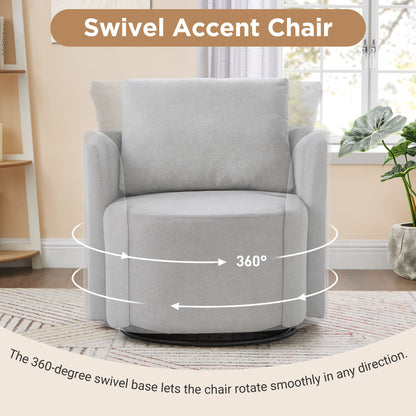 Modern 360ÔøΩÔøΩ Swivel Accent Barrel Armchair Chenille, Upholstered With Curved Design For Living Room, Bedroom, Office, And Hotel - Gray