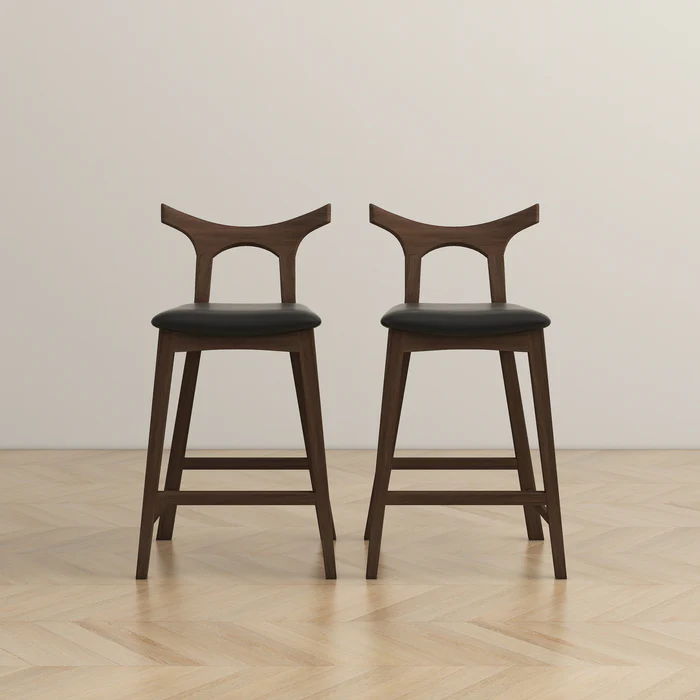 Hester - Upholstered Square Bar Chair (Set of 2) - Black / Brown