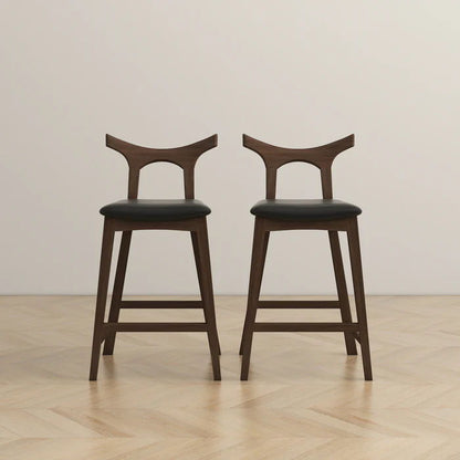 Hester - Upholstered Square Bar Chair (Set of 2) - Black / Brown