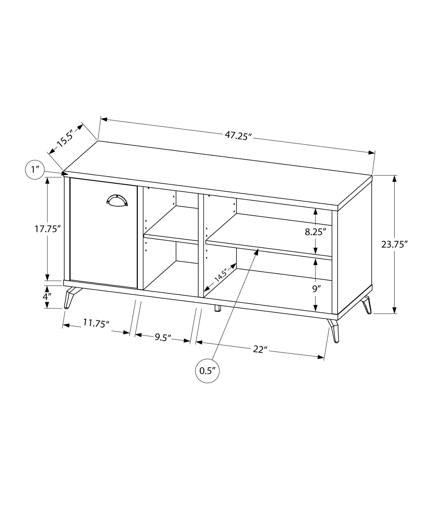 TV Stand, Console, Media Entertainment Center, Storage Cabinet, Convenient Design - Gray