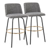 Toriano - Contemporary Fixed Height Barstool With Swivel With Round Footrest (Set of 2) - Gray / Black