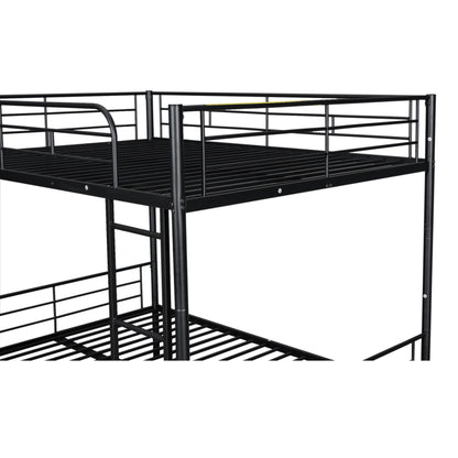 Full Over Full Metal Bunk Bed With Trundle - Black