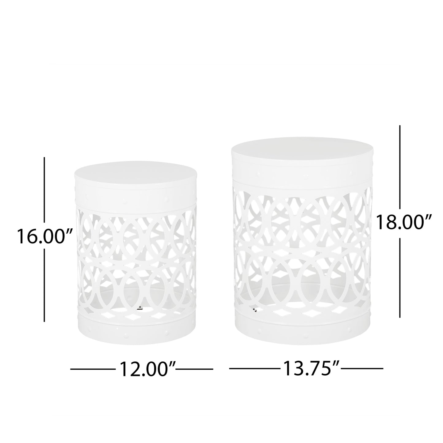 Outdoor Metal (Set of 2) End Table - White