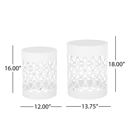 Outdoor Metal (Set of 2) End Table - White