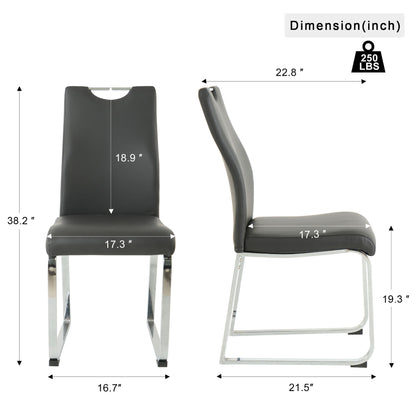 Modern Dining Chair (Set of 2), Upholstered With Cloth And Electroplated Metal Legs For Home Furniture - Charcoal Gray