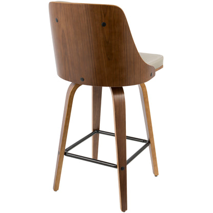 Gianna - Mid-Century Modern Counter Stool (Set of 2) - Walnut / Light Gray