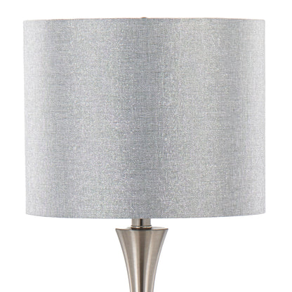 Lenuxe - Contemporary Table Lamp (Set of 2) - Nickel / Gray Sparkly / Silver Metallic Threading