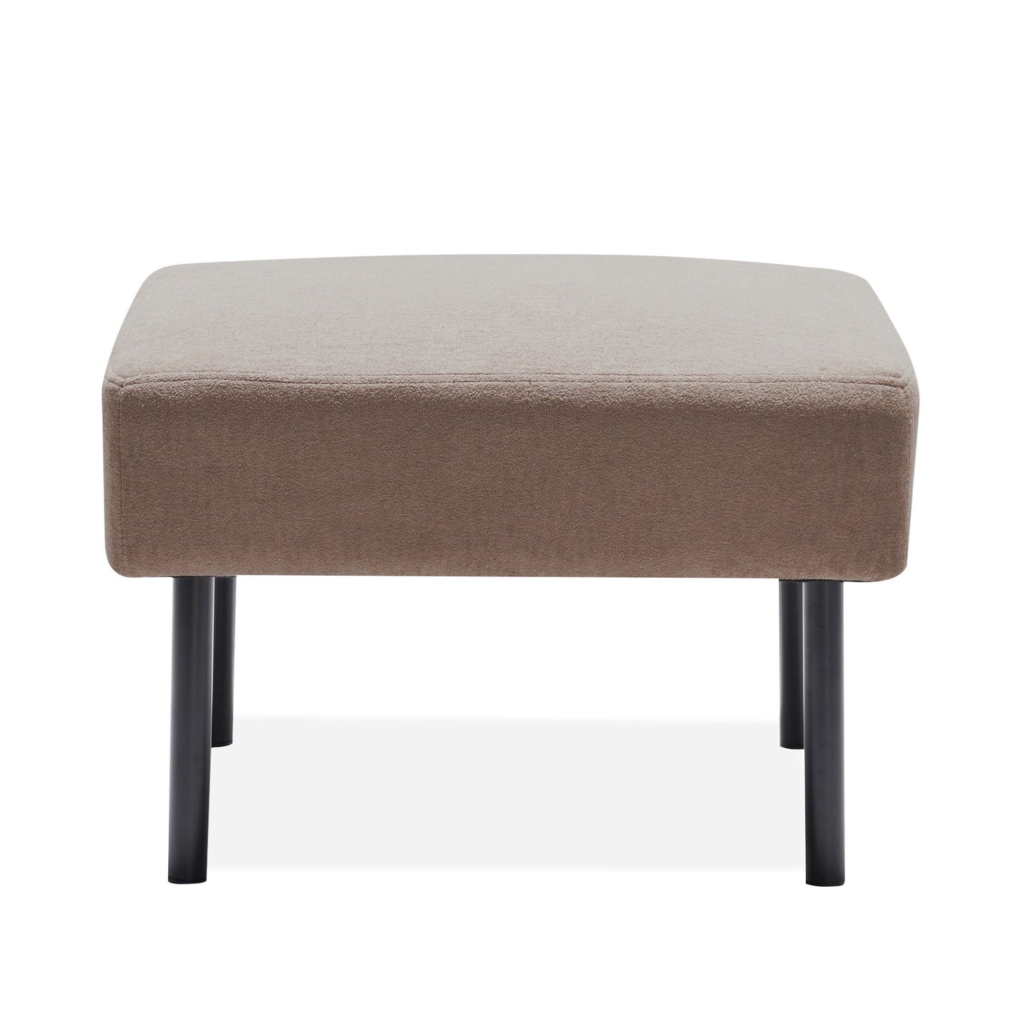 Modern 3 Seater L Shaped Polyester Fabric Sofa With Ottoman, Upholstered For Small Spaces - Beige