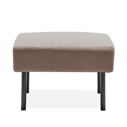 Modern 3 Seater L Shaped Polyester Fabric Sofa With Ottoman, Upholstered For Small Spaces - Beige