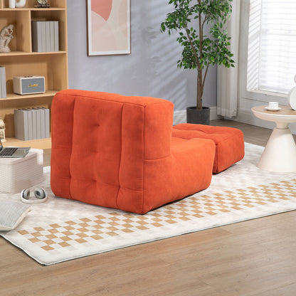 Fluffy Bean Bag Chair, Comfortable Bean Bag For Adults And Children, Super Soft Lazy Sofa Chair With Memory Foam And Ottoman, Indoor Modern Focus Bean Bag Chair For Living Room, Bedroom, Apartment - Red