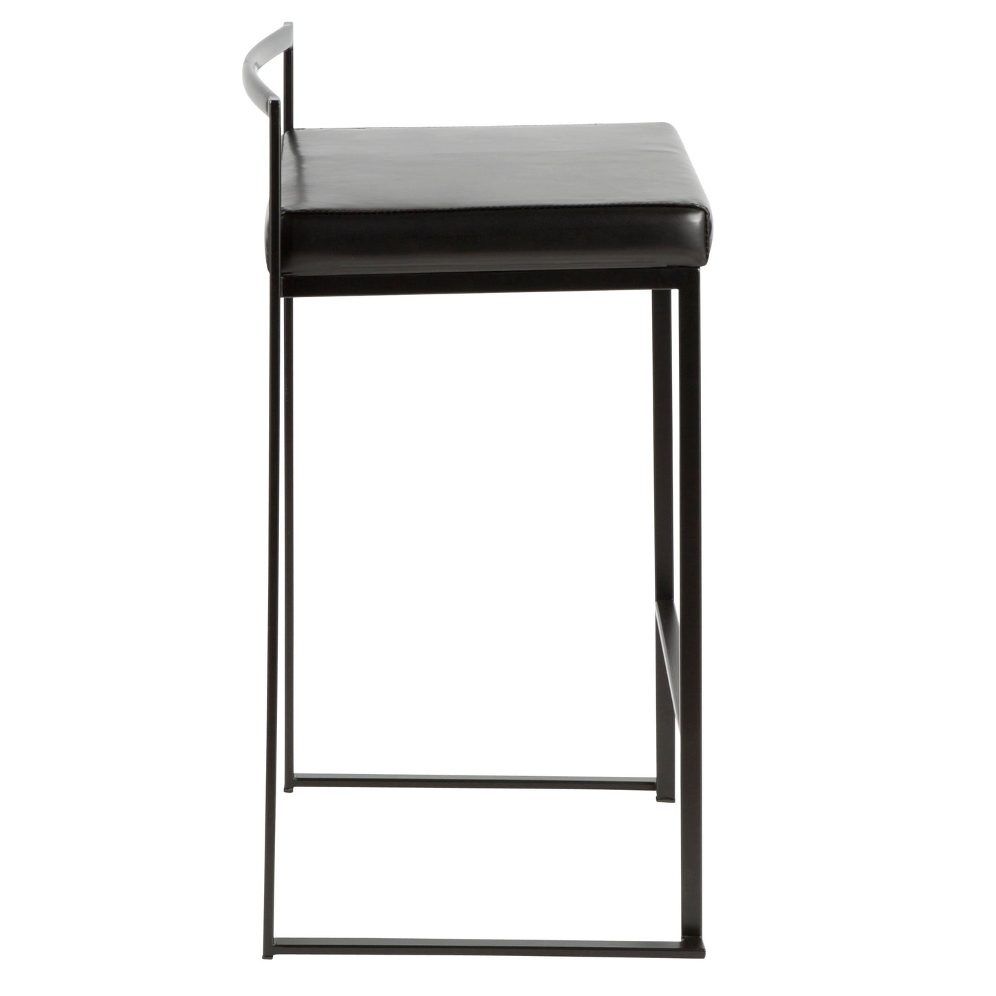 Fuji - Contemporary Stackable Counter Stool (Set of 3) - Black - Faux Leather