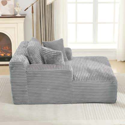 Modern Full Compressed Chaise Lounge Sofa Bed With Removable Pillows, Upholstered - Gray