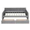 Twin Size Upholstered Daybed & Drawers, Slat Support - Gray