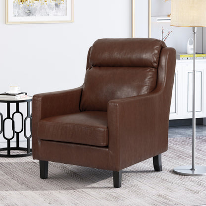 Contemporary Club Chair With Waterfall Back - Dark Brown