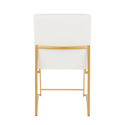 Fuji - Contemporary, High Back Dining Chair (Set of 2) - Gold / White