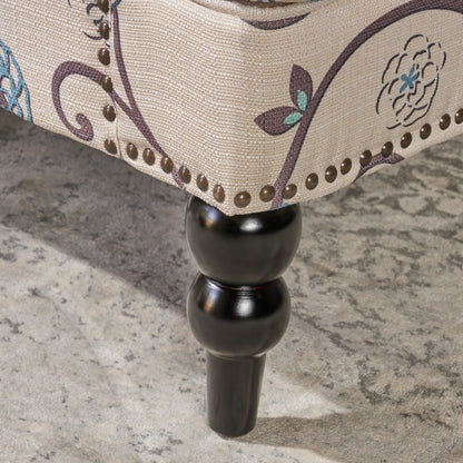 Vitality - Club Chair With Button Tufted Diamond Stitching And Turned Legs - Blue / White