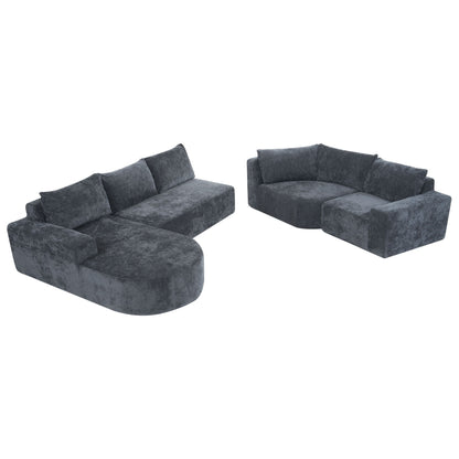 Oversized Modular Sofa Cloud Sectional Sofa Set Upholstered Couches U - Shaped Sofa With Deep Seat For Living Room - Gray