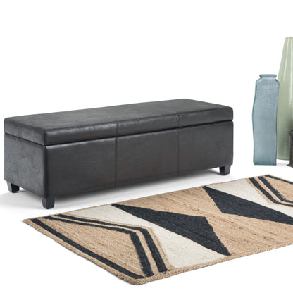 Avalon - Storage Ottoman Bench - Distressed Black