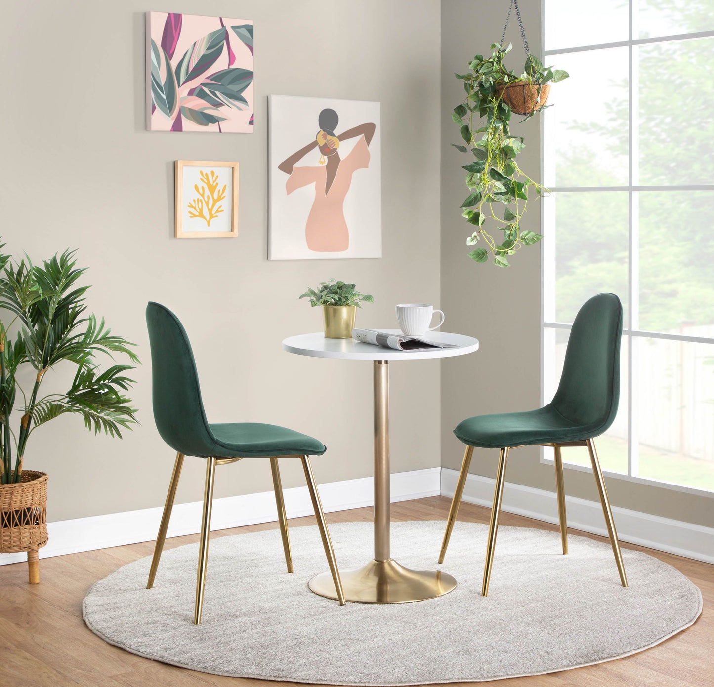 Pebble - Contemporary / Glam Adjustable Dining Or Bar Table - Gold / White
