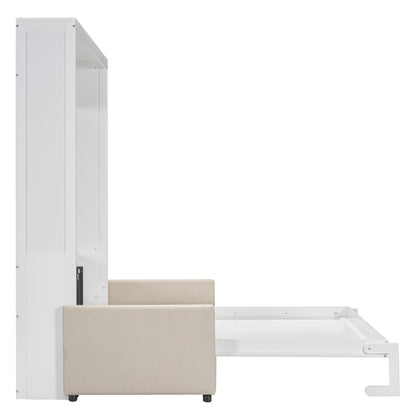 Queen Size Murphy Wall Bed With Cushion - White