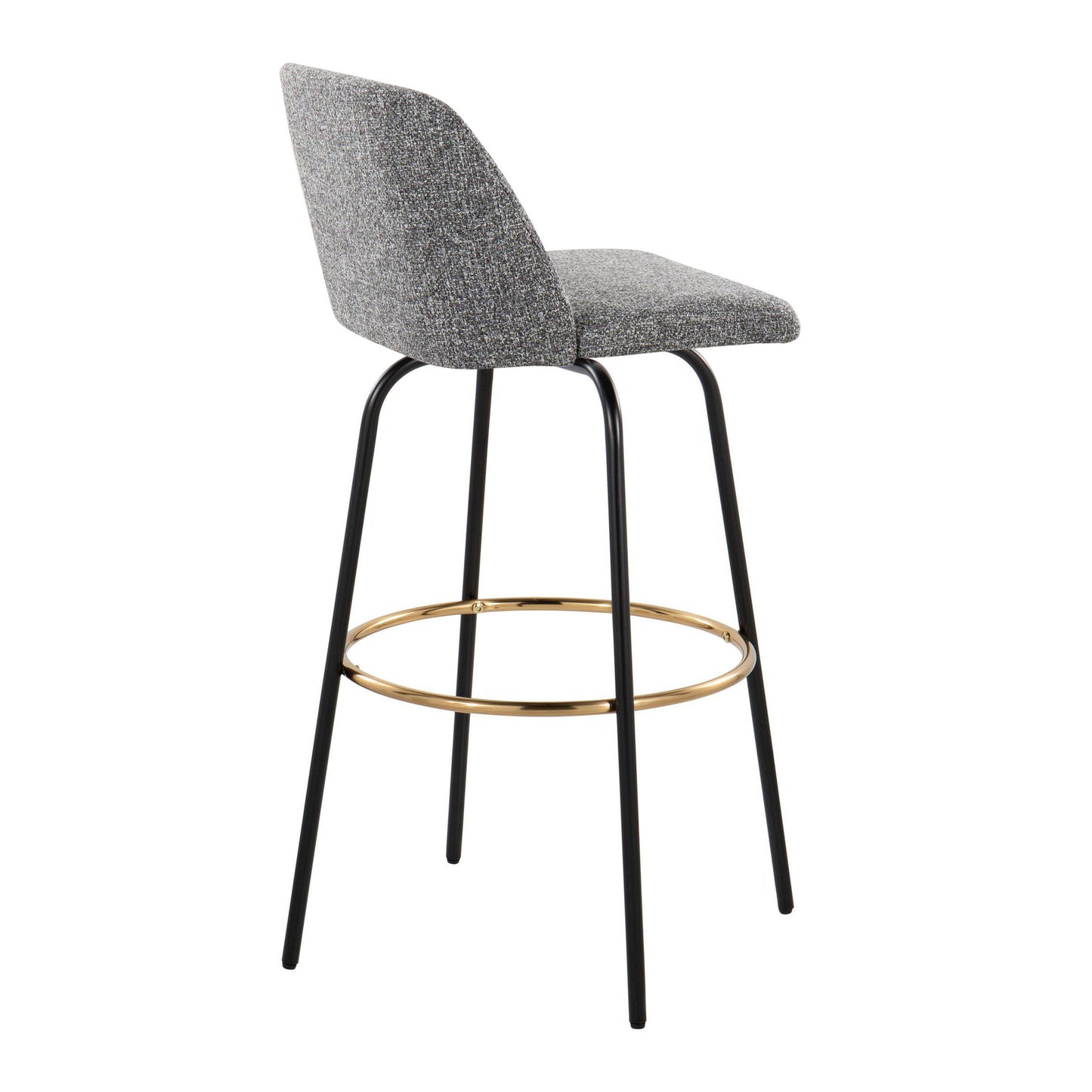 Toriano - Contemporary Fixed Height Barstool With Swivel With Round Footrest (Set of 2) - Gray / Black