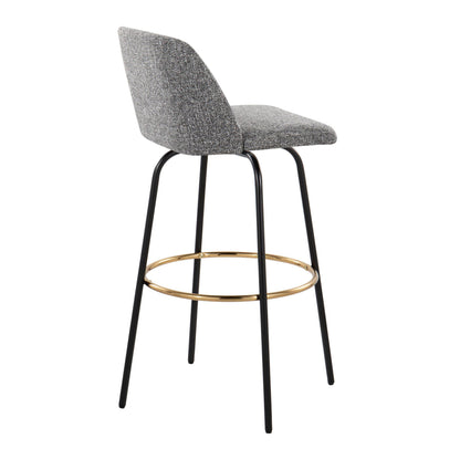 Toriano - Contemporary Fixed Height Barstool With Swivel With Round Footrest (Set of 2) - Gray / Black