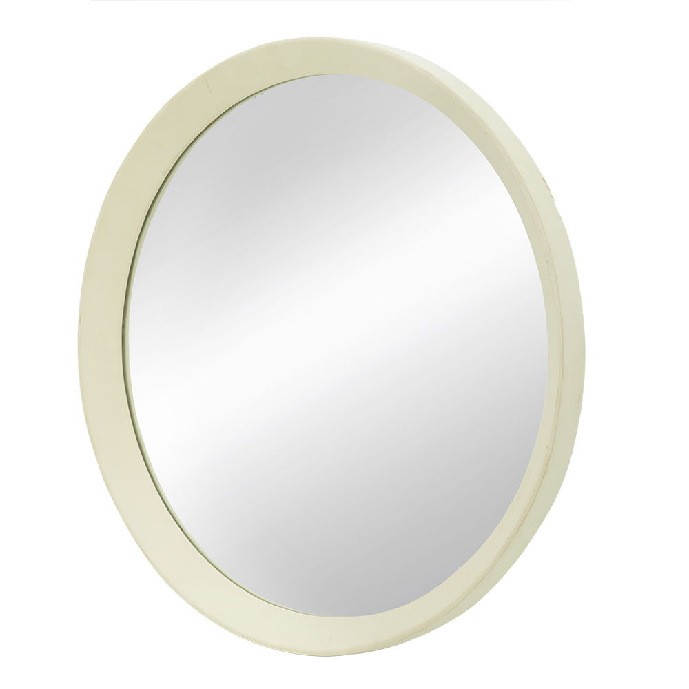 Transitional Decor Style Mango Wood Wall Mirror Wall Decor With Frame Of Solid Mango Wood For Bathroom, Entryway Console Lean Against Wall - Cream