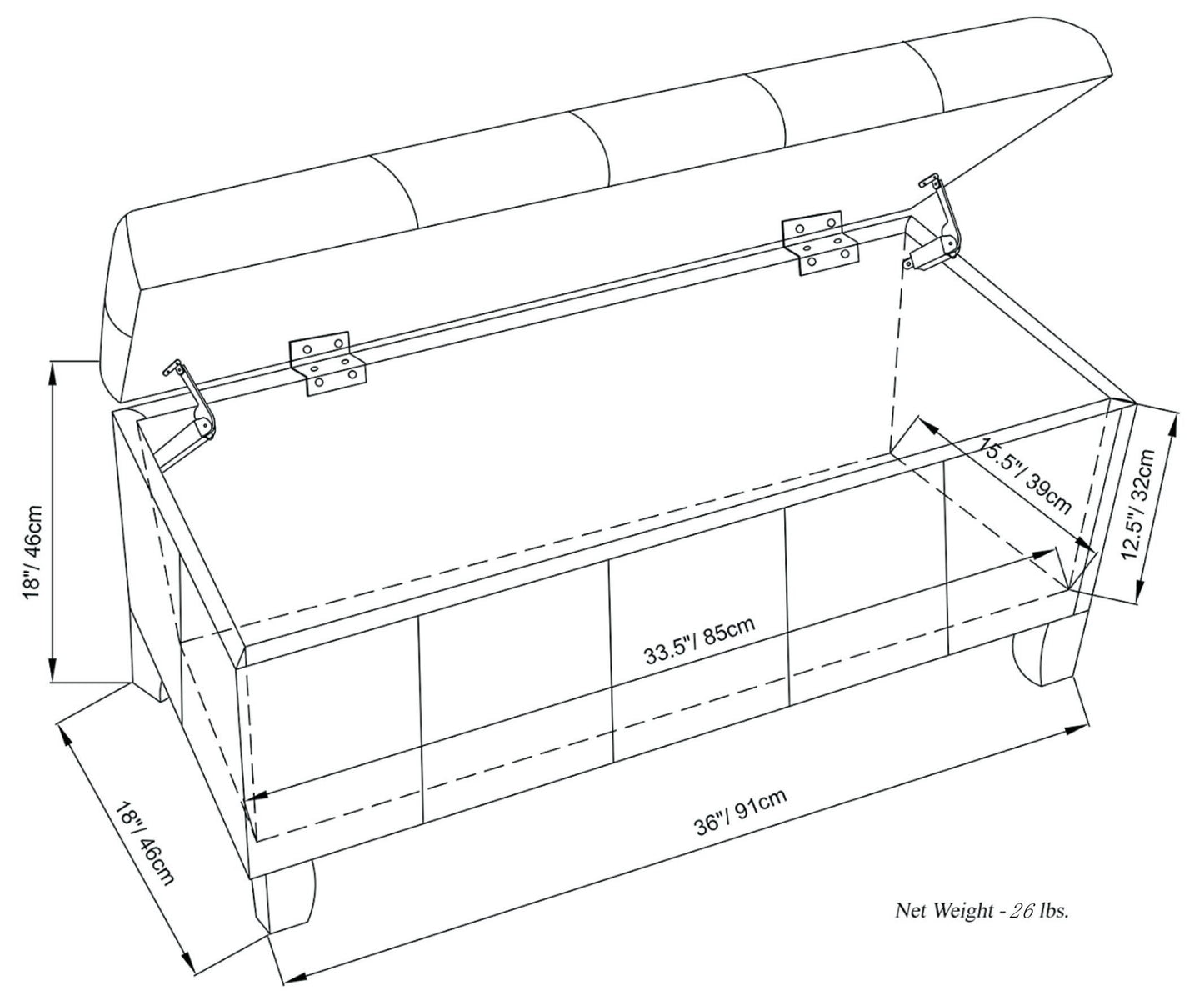 Dover - Storage Ottoman Bench - Radicchio Red
