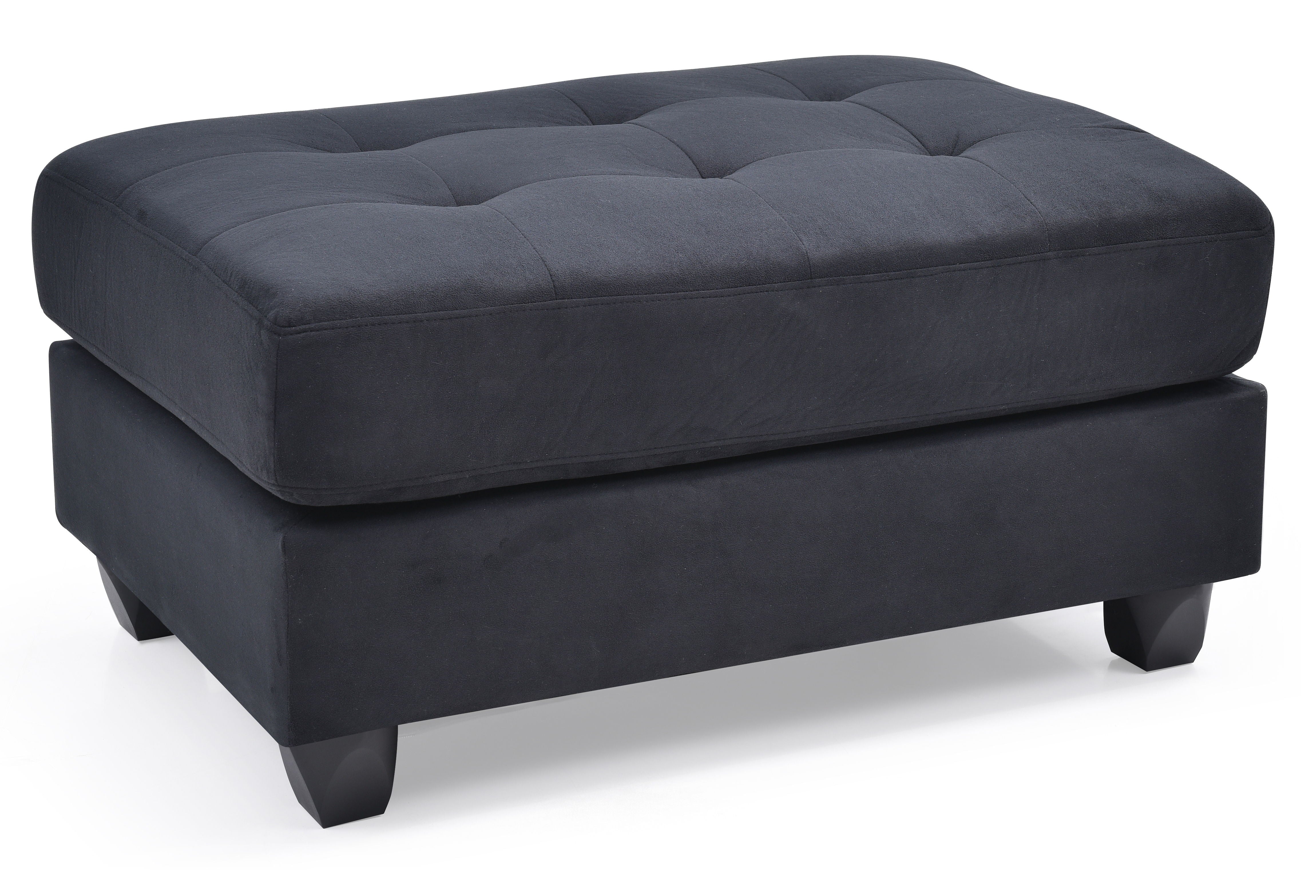 Sleek Contemporary Upholstered Ottoman - Black