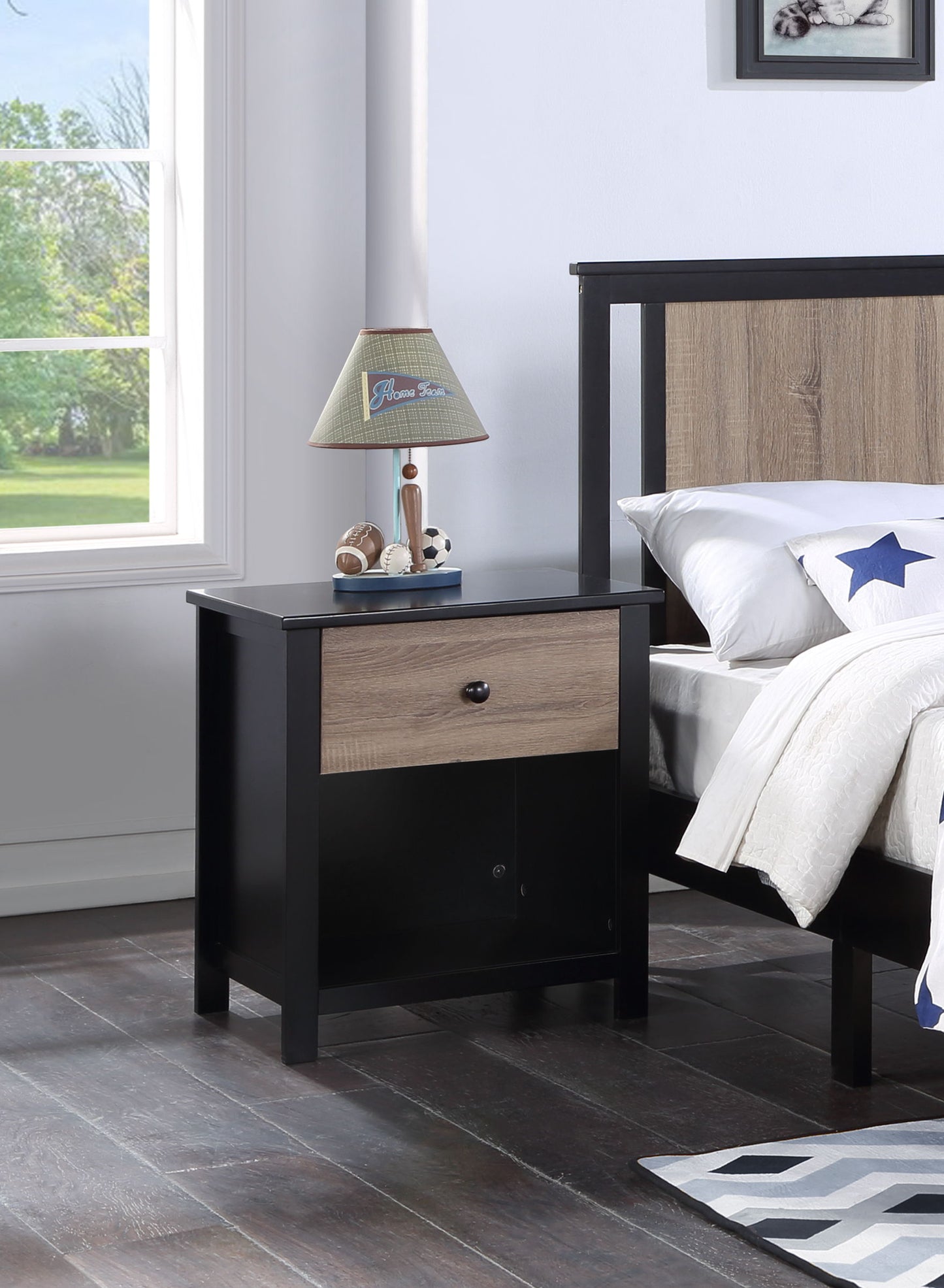 Connelly - Nightstand Black, Vintage - Walnut
