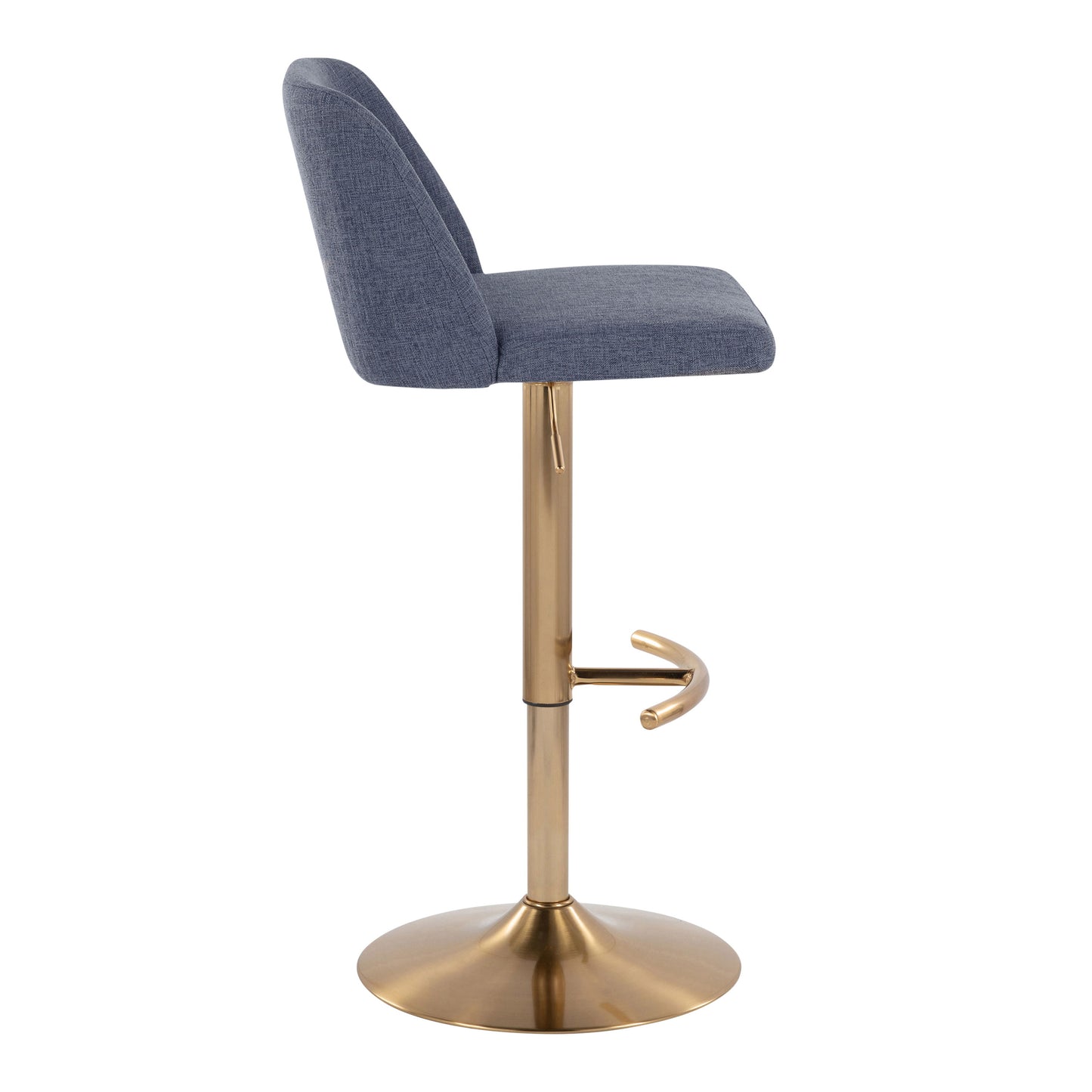 Toriano - Contemporary Adjustable Barstool With Swivel With Rounded T Footrest (Set of 2) - Blue / Gold