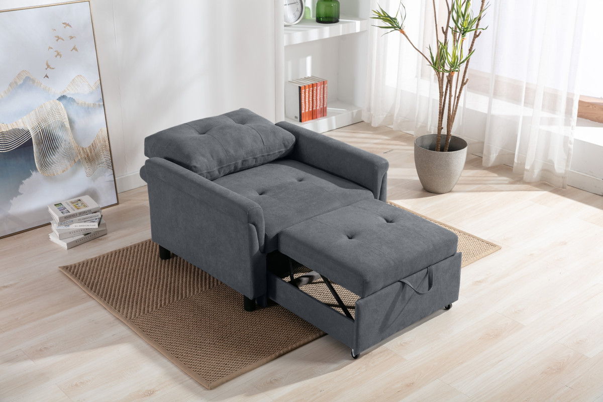 Hannah - Woven Convertible Armchair - Dark Gray