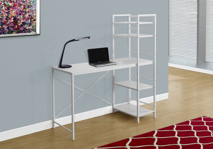 Computer Desk For Home Office, Laptop, Storage Shelves, Contemporary And Convenient Design - White