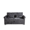 3 In 1 Loveseat Sofa Bed Chenille Fabric Pull Out Couch Sleeper Full Back Frame, Seat Frame, Armrests & 2 Pillows - Dark Gray