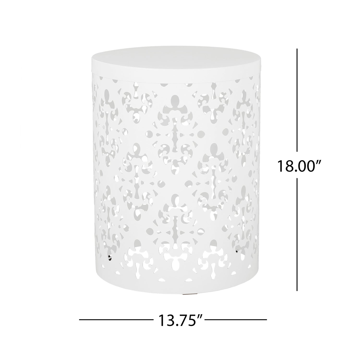Outdoor Metal End Table, Large - White