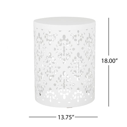Outdoor Metal End Table, Large - White