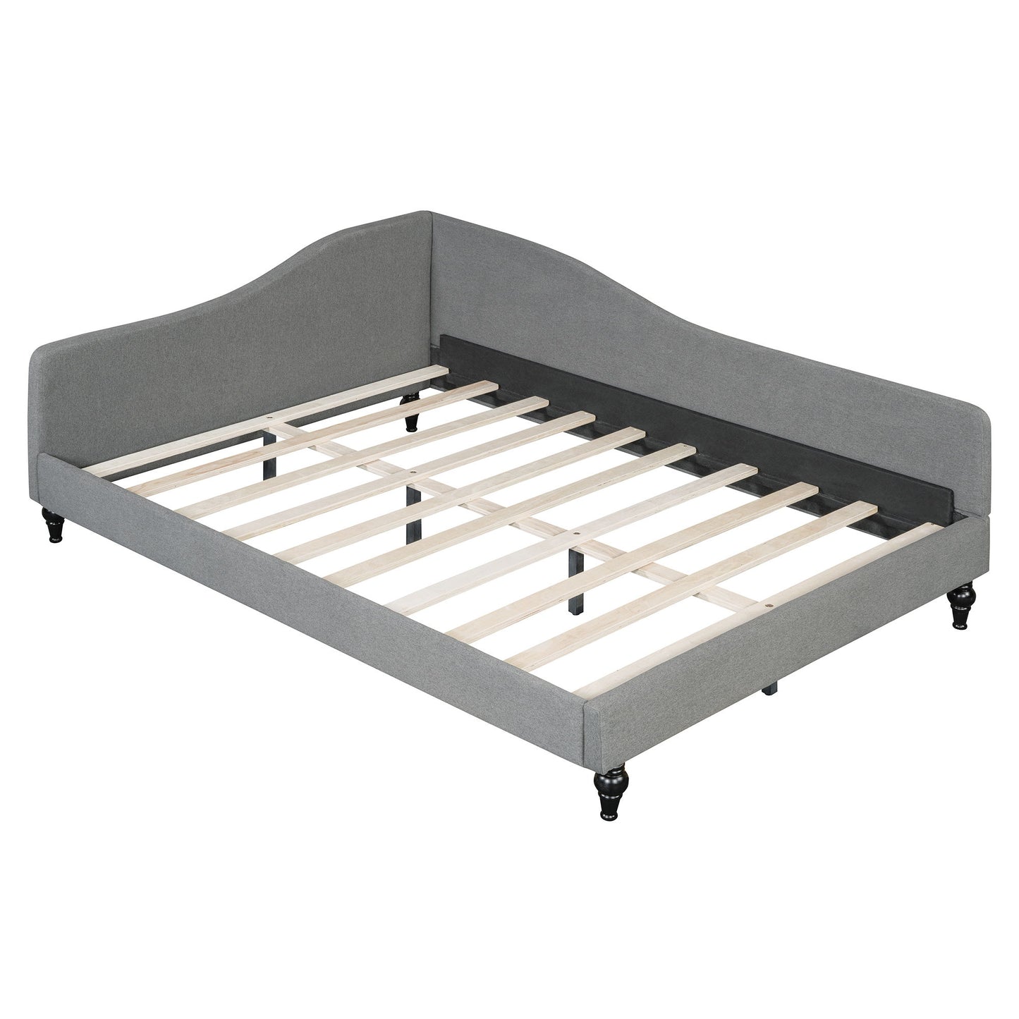 Full Size Modern L Shaped Linen Daybed With Legs - Gray