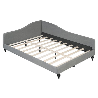 Full Size Modern L Shaped Linen Daybed With Legs - Gray
