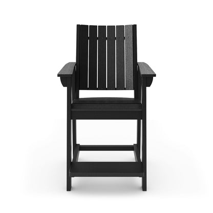 Modern Counter Chair Sleek HDPE Poly Lumber For Dining, Patio, And Garden Comfort - Black