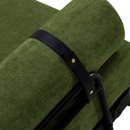 Modern Loveseat Sofa 2 Seater With USB Ports, Cylindrical Armrests - Green