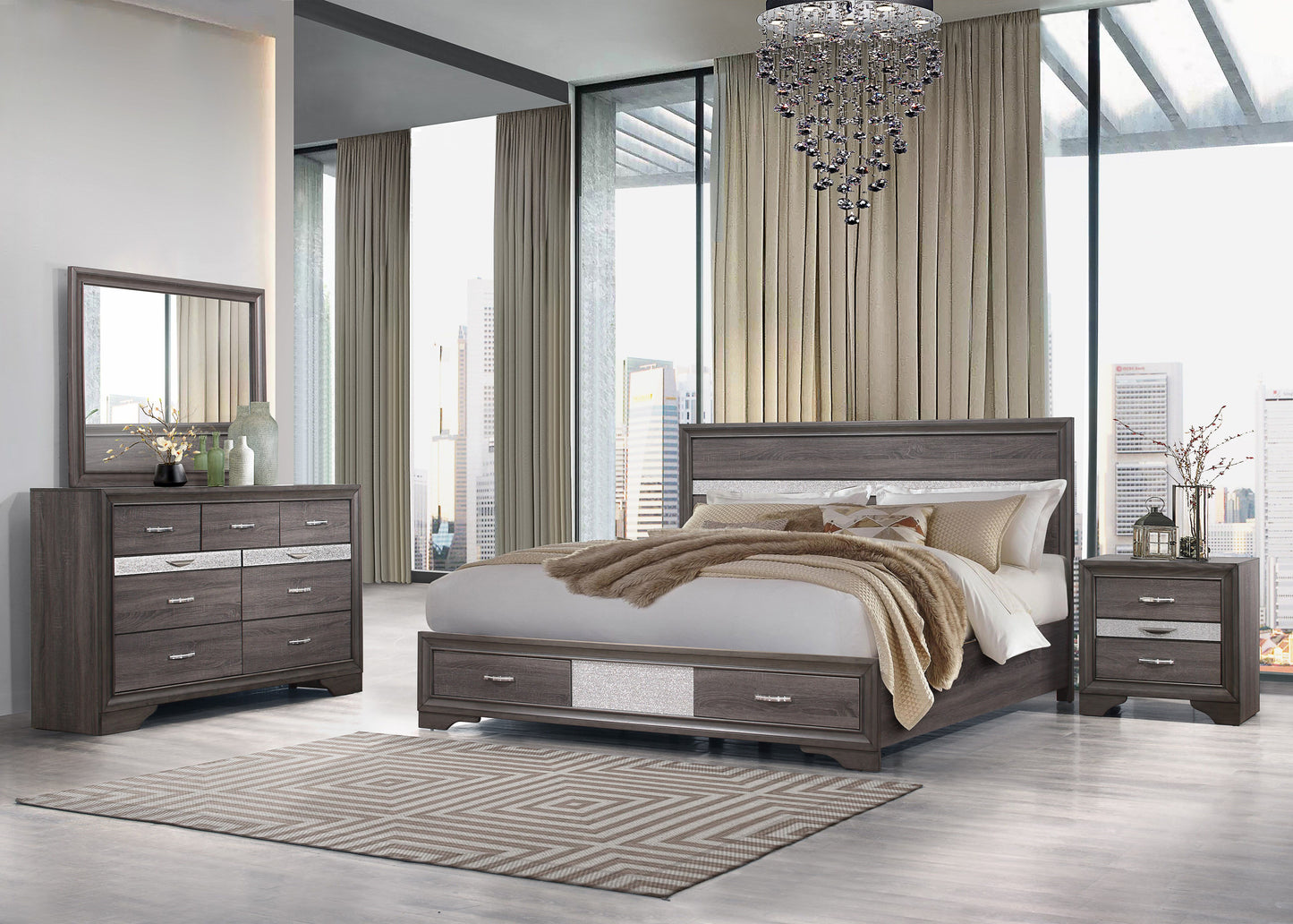 Ryder - Queen Bed Sparkle- Gray